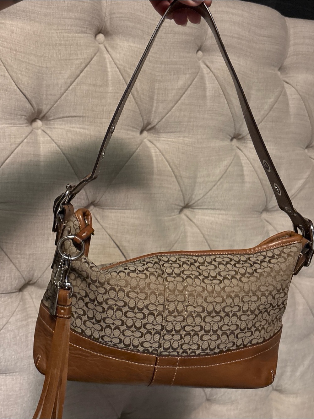 Coach Signature C Shoulder Bag in Tan